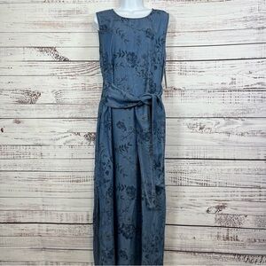 Lungo L’Arno Blue Floral Tencel Sleeveless Maxi Dress